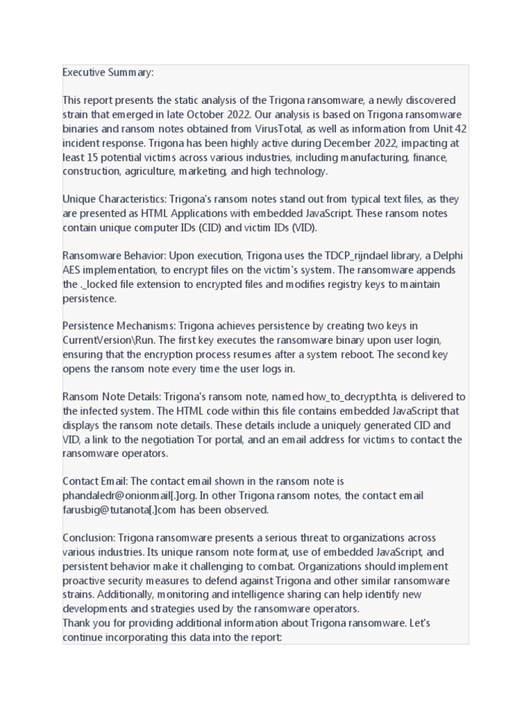 Executive Summary | PDF | Ransomware | Security