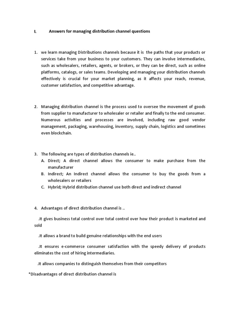 Managing Distribution Channels Overview | PDF | Career & Growth | Business