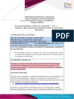 Guía de Actividades y Rúbrica de Evaluación - Unidad 2 - Fase 3 - Análisis y Aplicación Del Pensamiento Crítico en Escenarios Educativos