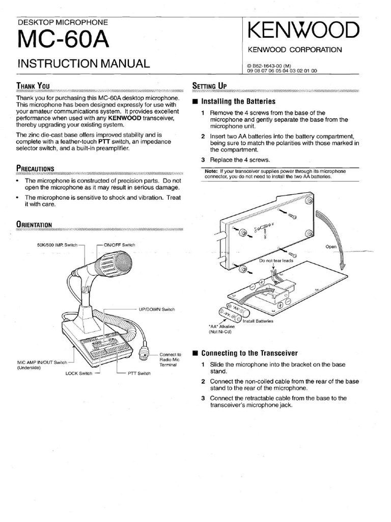 Manual Kenwood Mc 60a Pdf Microphone Electronics