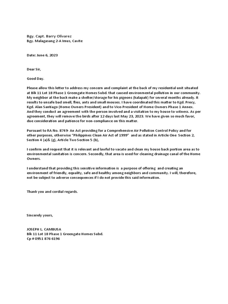 complaint-letter-ra-8749-phil-clean-air-act-of-1999-pdf