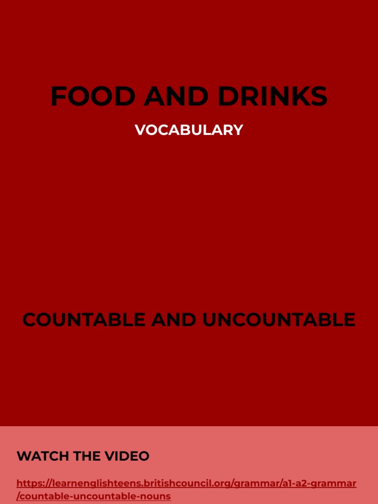 Food and Drinks PDF Desserts Noun