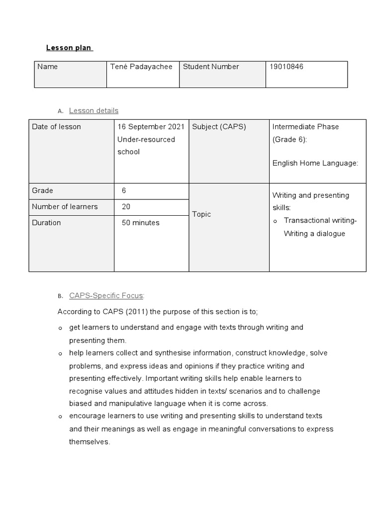 Grade 6 English Dialogue Lesson Plan | PDF | Learning | Lesson
