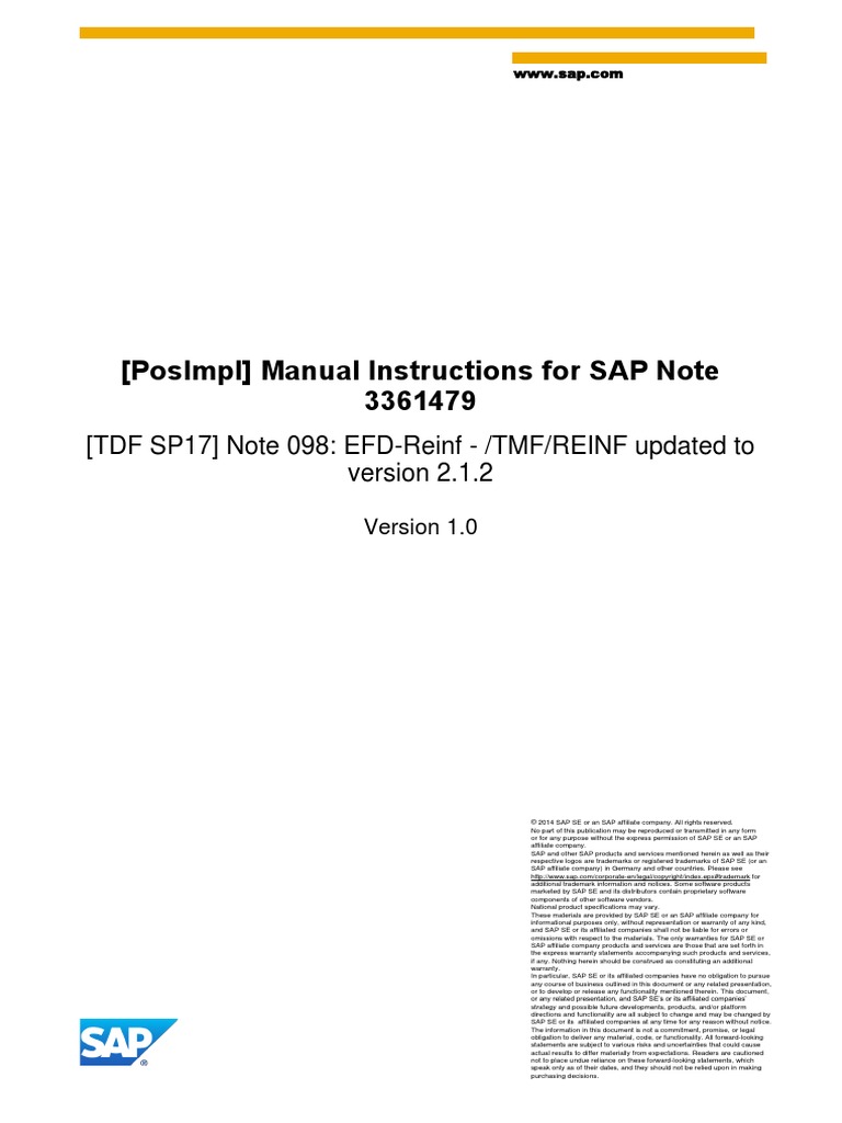(PosImpl) Manual Instructions For SAP Note 3361479 | PDF | Computers