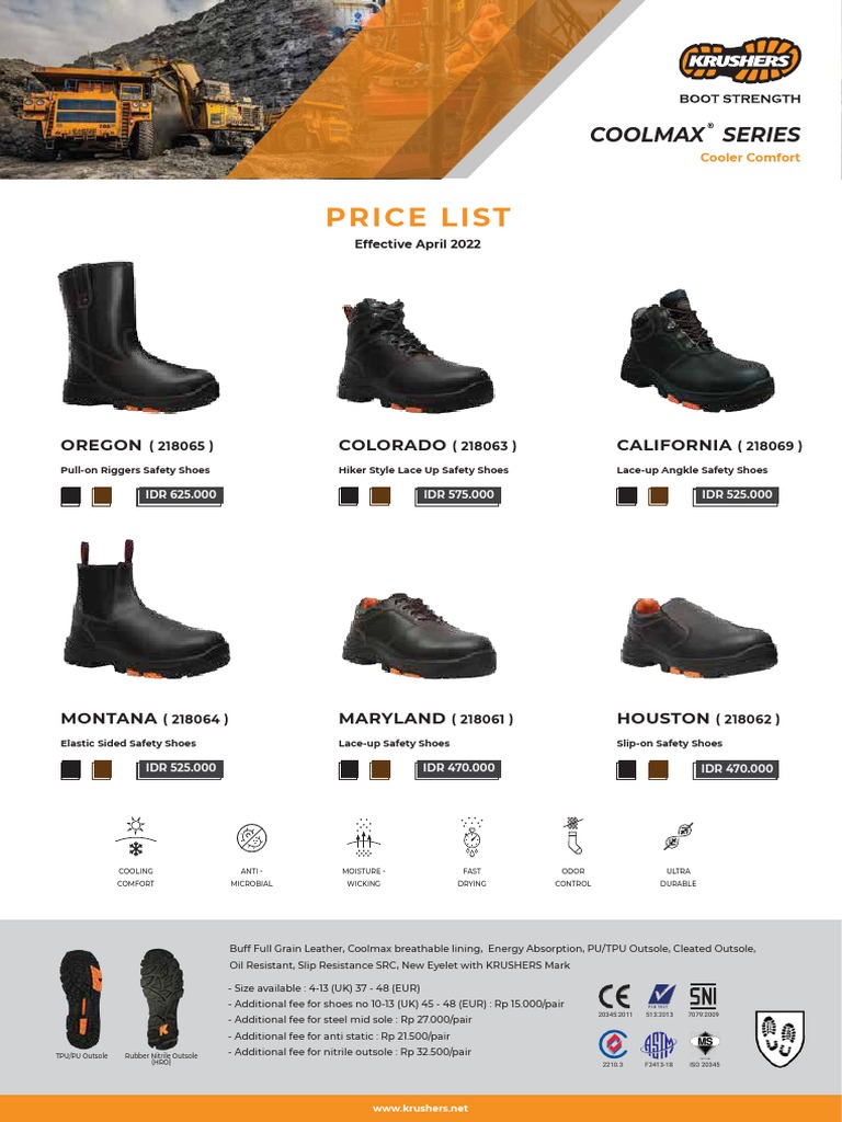 2023 Pricelist Krushers New | PDF | Shoe | Secondary Sector Of The Economy
