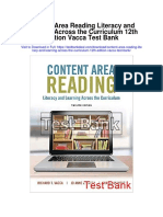 Content Area Reading Literacy and Learning Across The Curriculum 12th Edition Vacca Test Bank