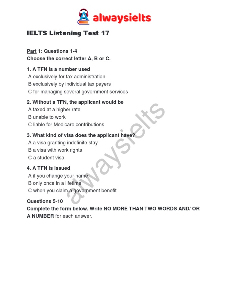 ILETS Listening Practice Test 17 | PDF