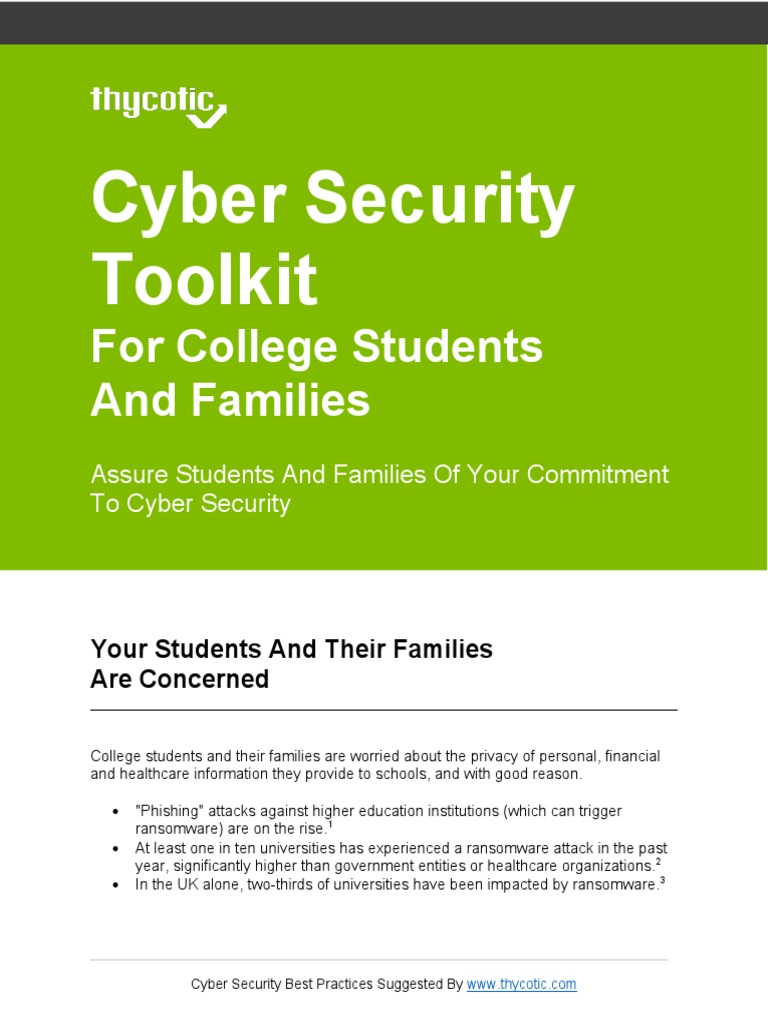 Cybersecurity Toolkit For College Students and Families | PDF