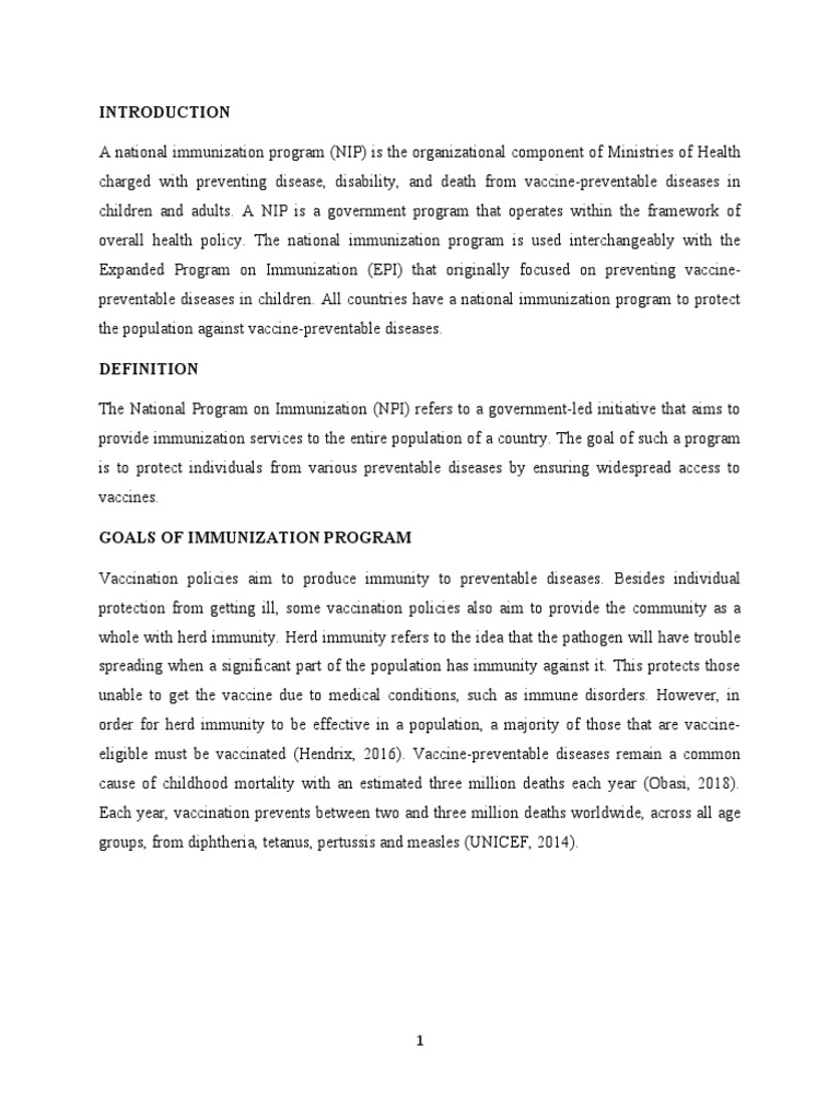 National Program on Immunization Overview | PDF | Vaccination | Vaccines