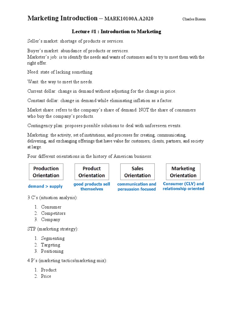 Marketing Notes | PDF | Marketing | Market Segmentation