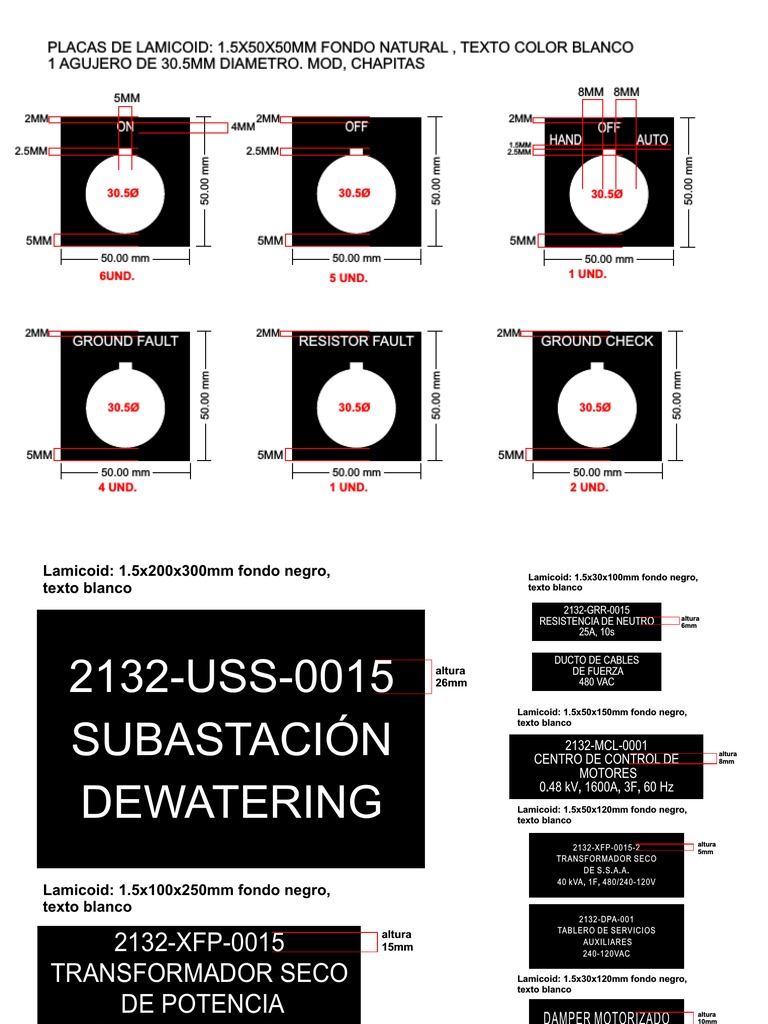 Placas de Lamicoid Negro con Texto Blanco | PDF | Bienes manufacturados ...