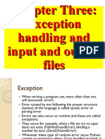 Chapter Three Exceptional Handling and Input and Outputs