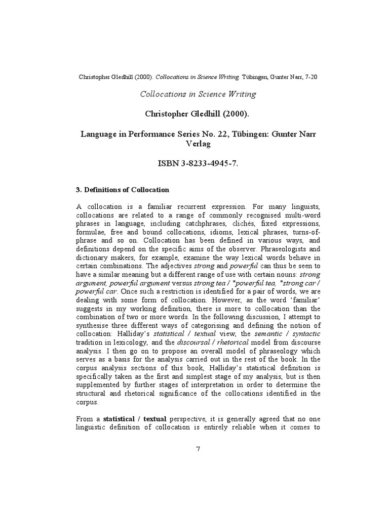 Understanding Collocations in Science Writing | PDF | Idiom | Lexicology