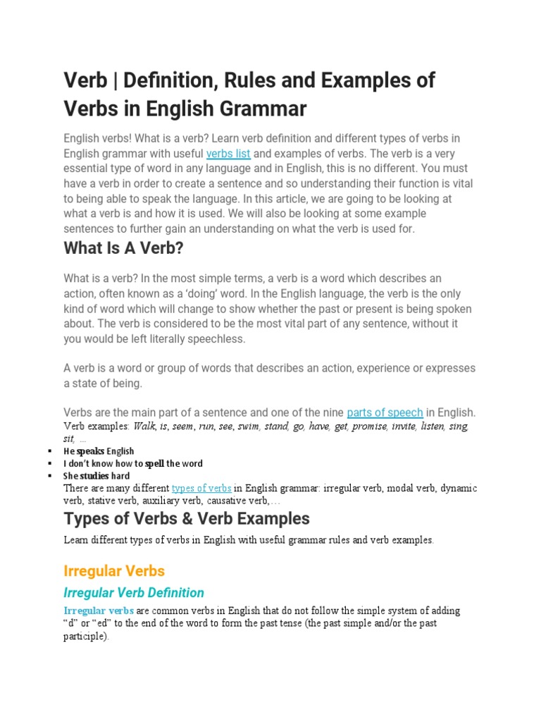 PARTS OF SPEECH WHAT IS A VERB intelligence overview