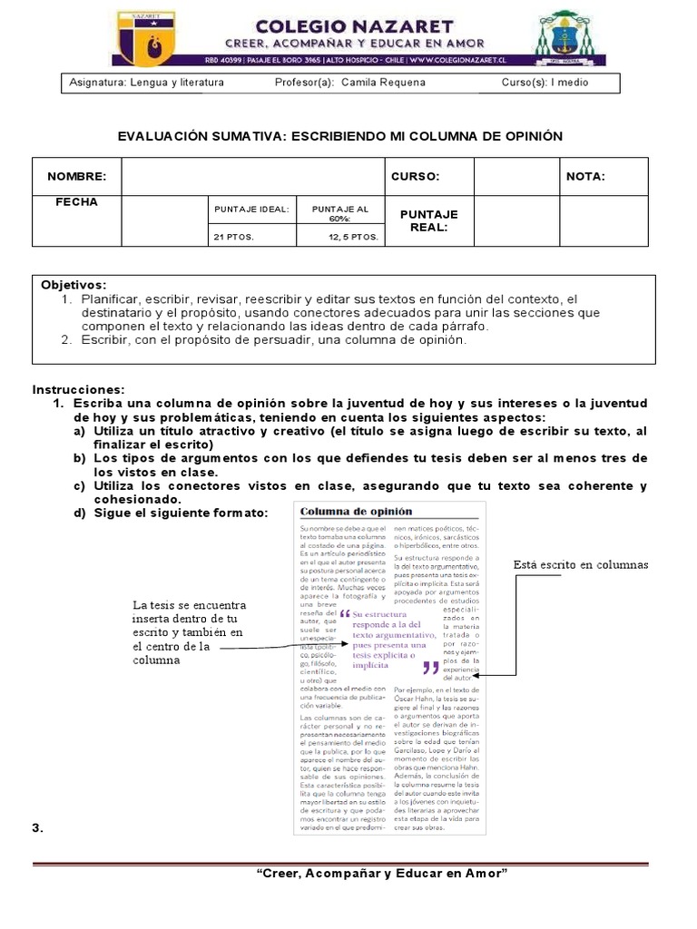 Rúbrica Columna de Opinión | Descargar gratis PDF | Comunicación humana 