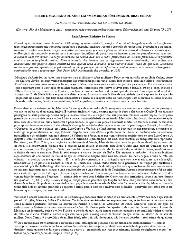 Freud e Machado de Assis Memoria Postumas Bras Cubas PDF Amor