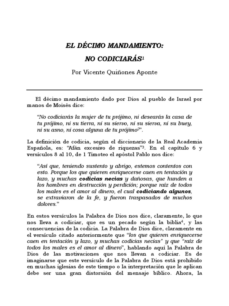 El Decimo Mandamiento No Codiciaras | PDF | Fe | Jesús