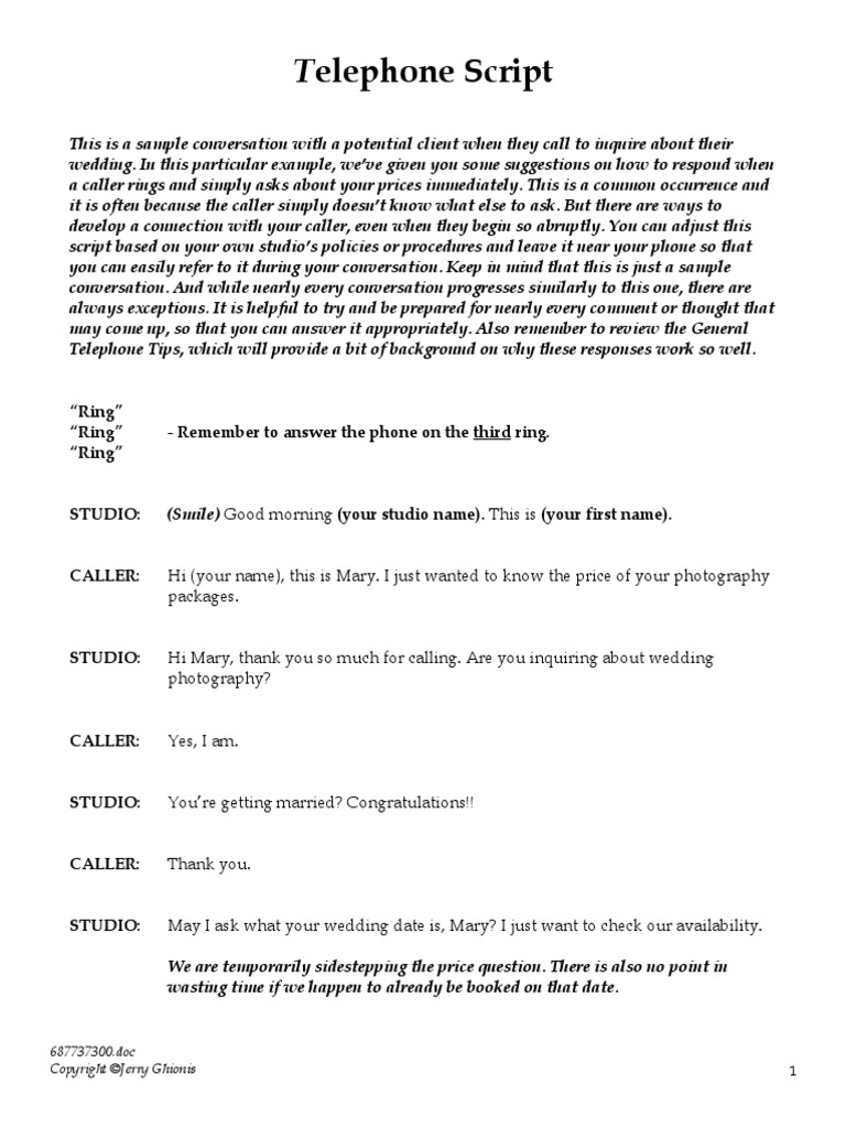 04 Telephone Script | PDF