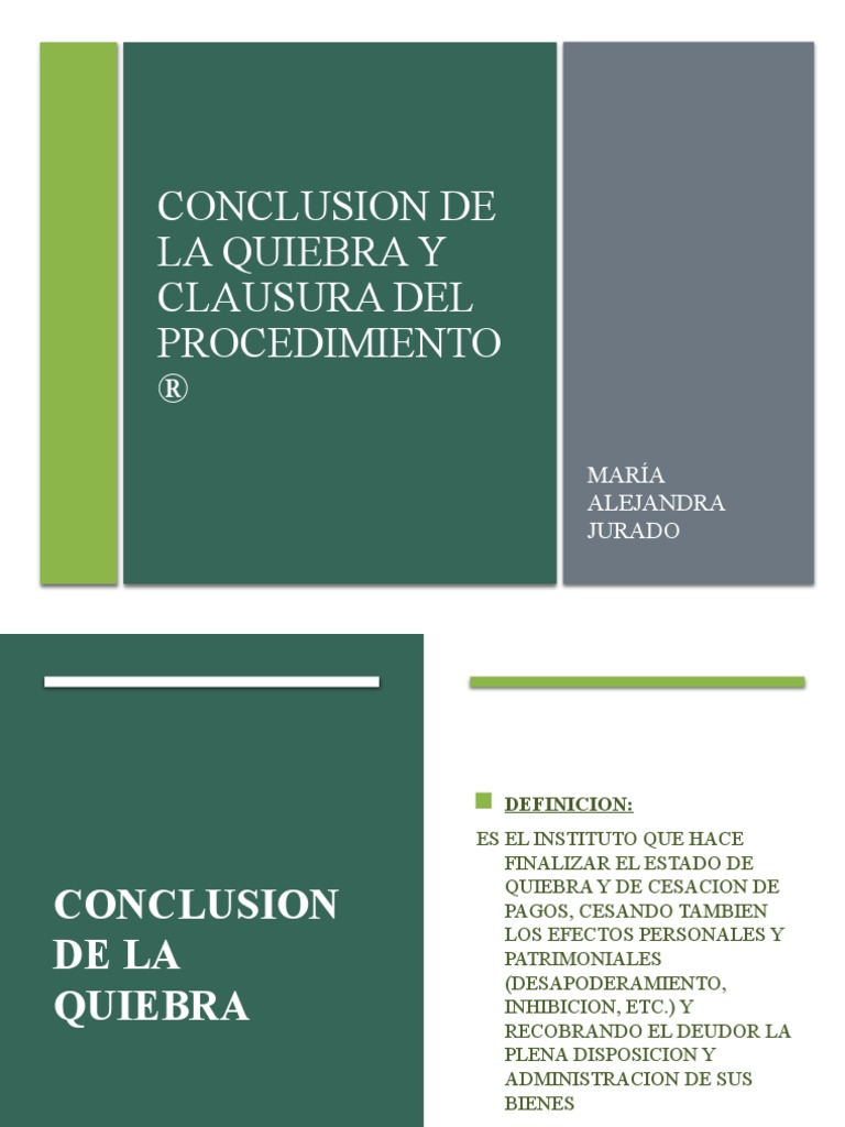 Conclusión de la Quiebra y Clausura | PDF | Bancarrota | Dinero
