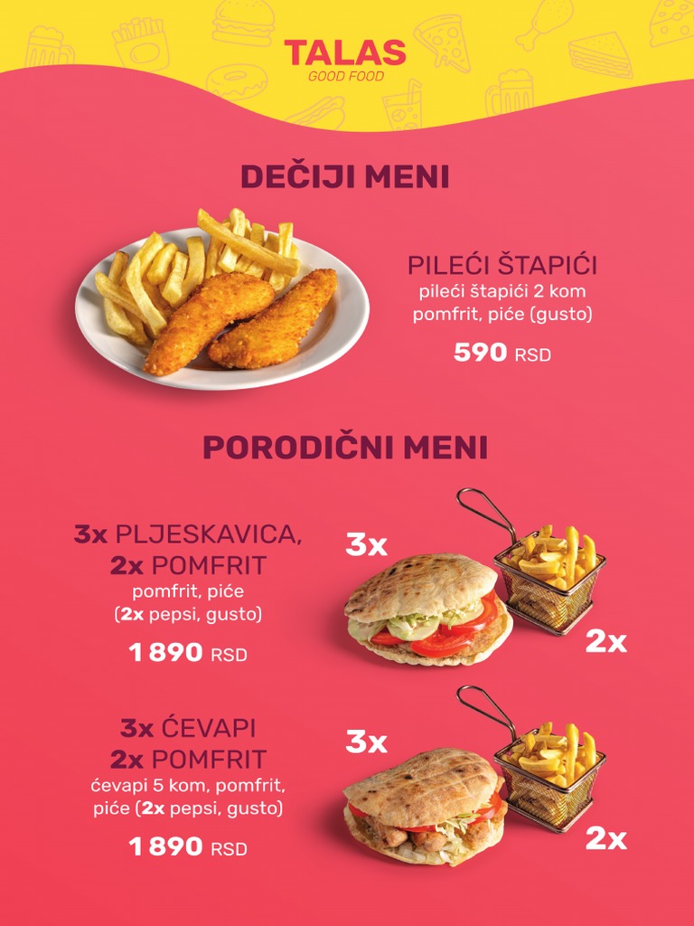 Meni Restoran Talas 2023 | PDF