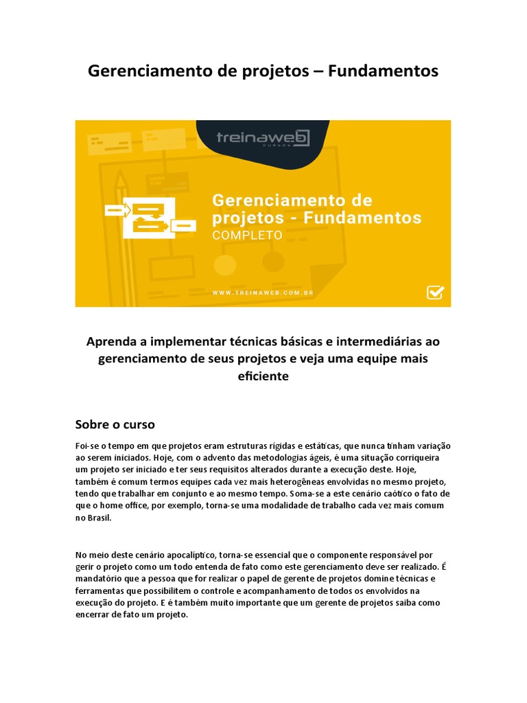 Fundamentos do Gerenciamento de Projetos | PDF