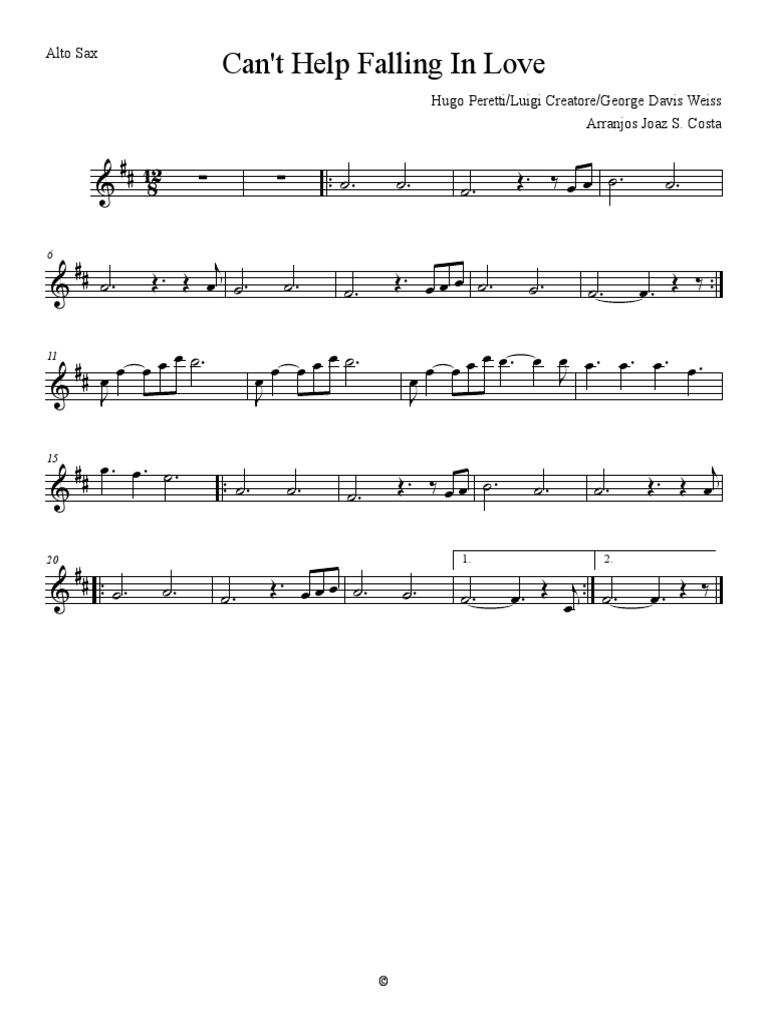 Can't Help Falling - Alto Sax | PDF