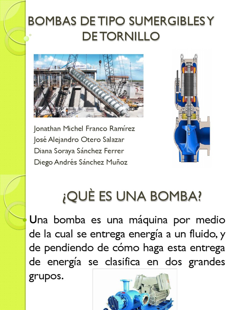Bombas Sumergibles  Clasificación y Tipos