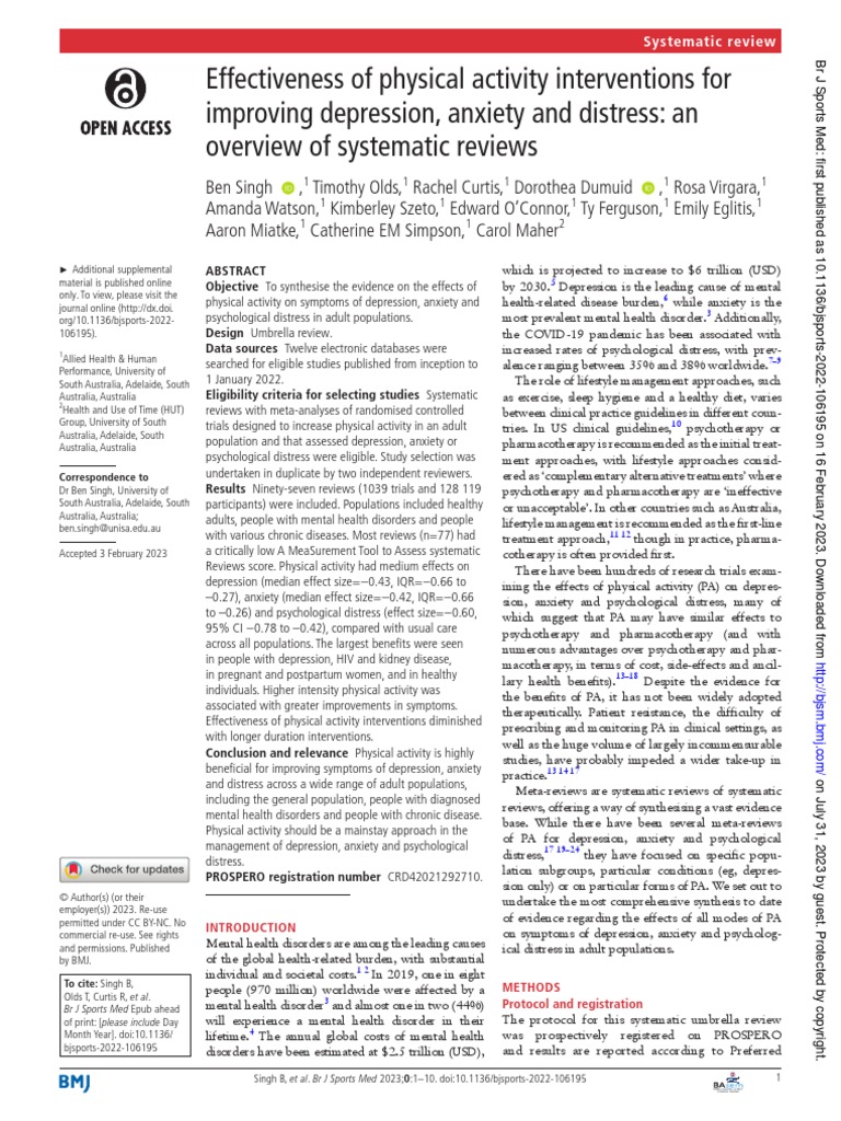 Effectiveness of Physical Activity Interventions For Improving ...