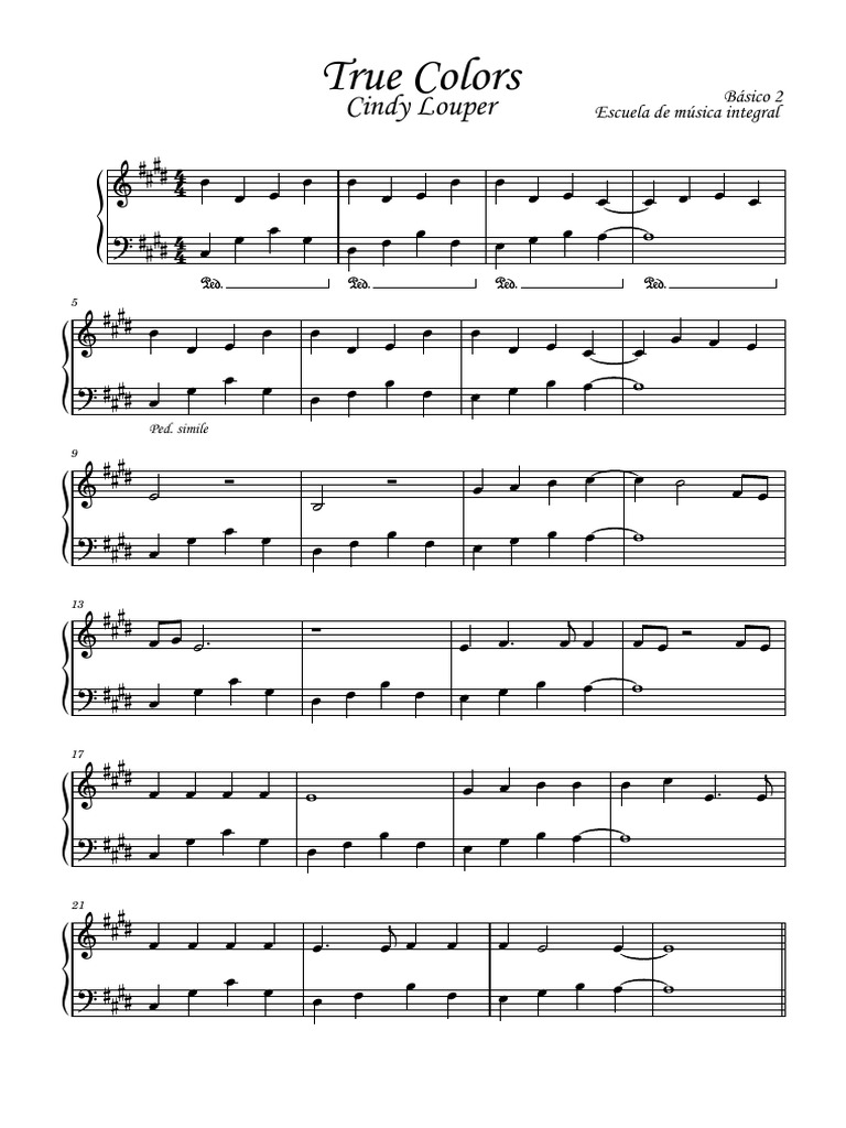 True Colors Music Lesson Plan | PDF