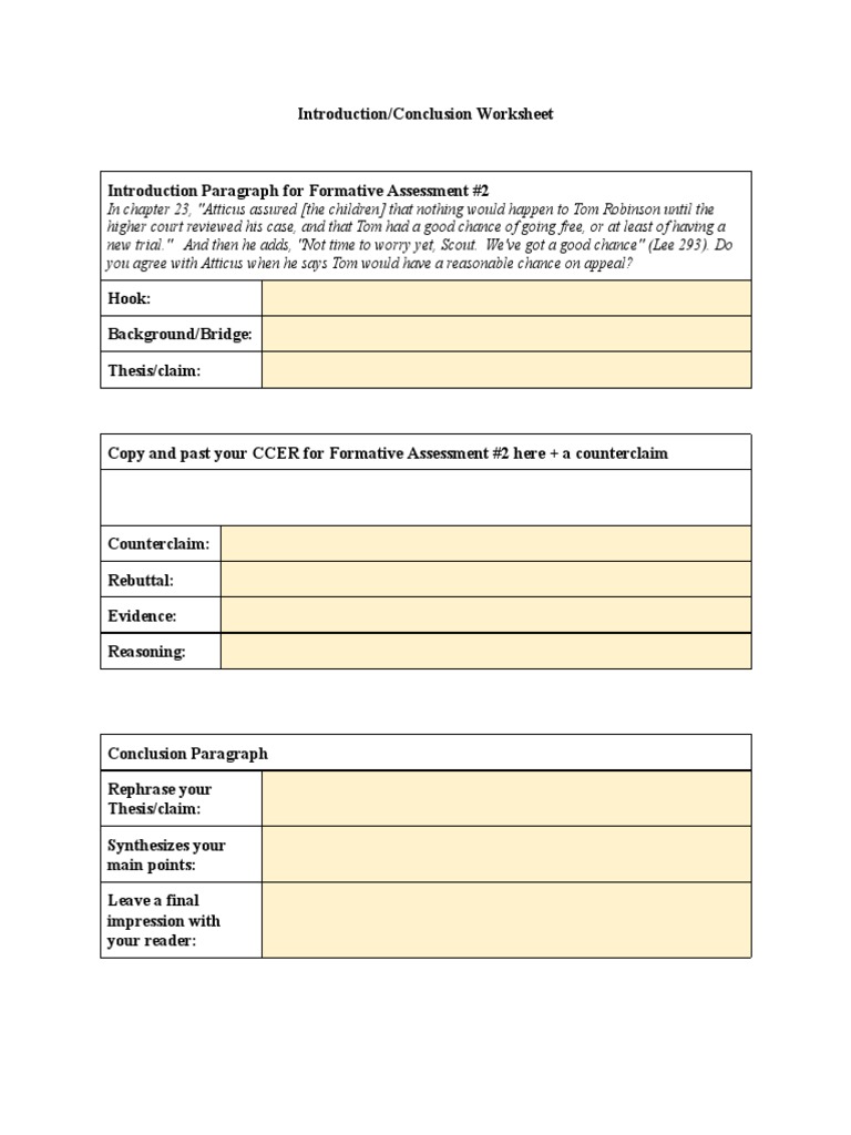 Copy of Introduction_Conclusion Worksheet | PDF