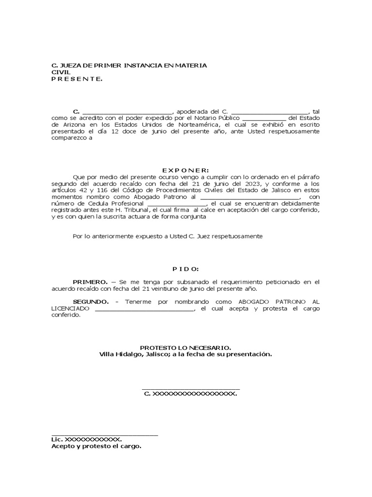 Nombramiento de Abogado Patrono en Jalisco | PDF