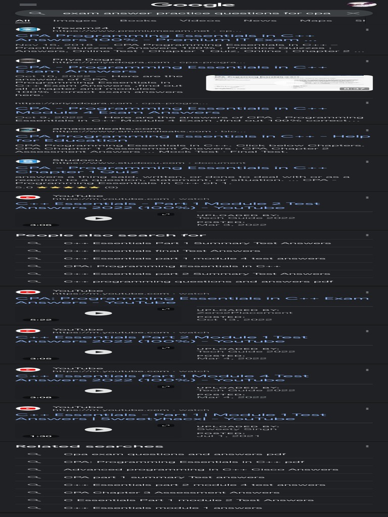 Exam Answer Practice Questions For Cpa C++ Progra PDF Certified
