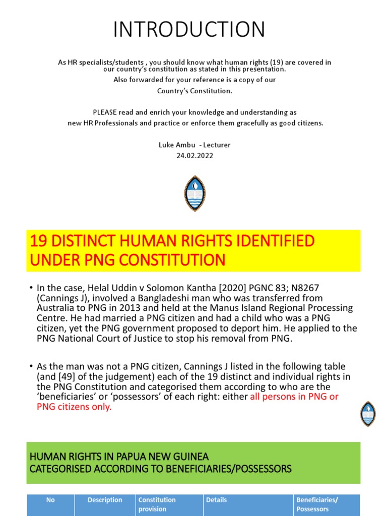 Human Rights in PNG Constitution | PDF | Papua New Guinea | Citizenship