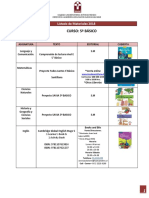 Lista de Materiales Quinto Básico 2018