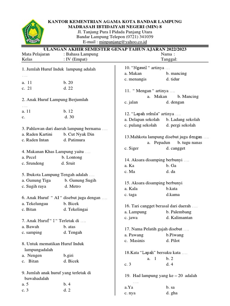 Soal-Soal Bahasa Lampung | PDF