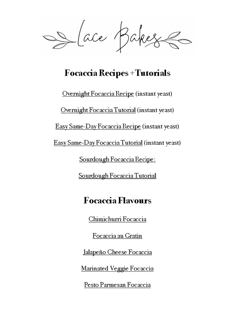 Lacey's Foccacia Links | PDF