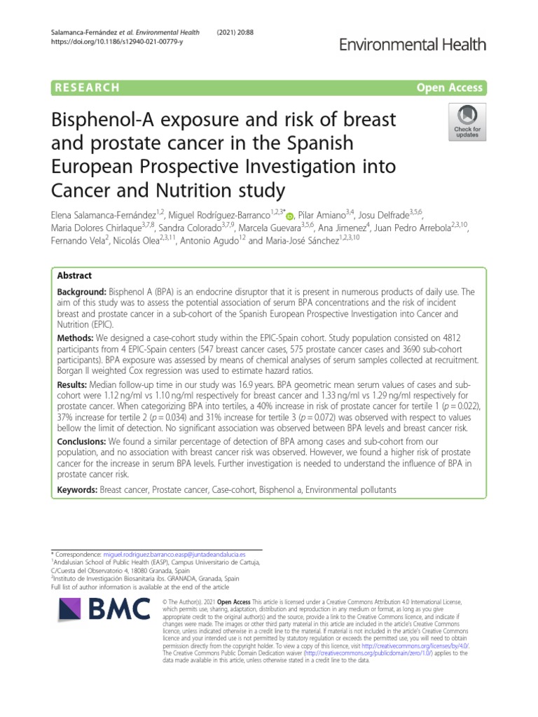 BPA & Cancer Study PDF Cancer Body Mass Index