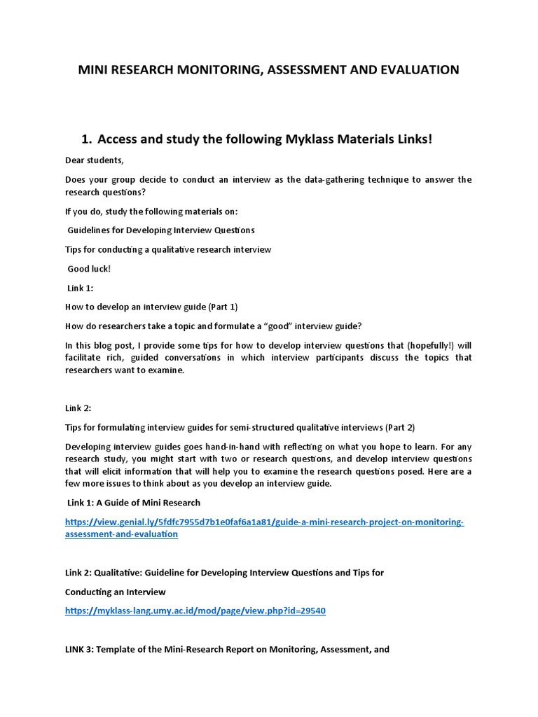 Interview Techniques for Mini Research | PDF | Interview | Human ...