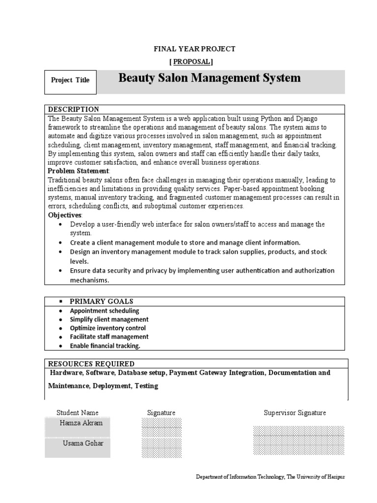Beauty Salon Management System Proposal | PDF
