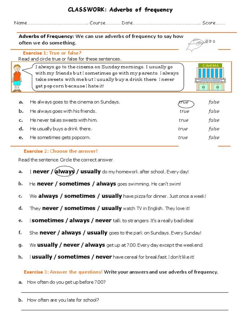 Adverbs Of Frequency Exercises Pdf With Answers Adverbs Of Frequency