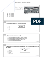 Evaluacion de Matemáticas 5 - Basico