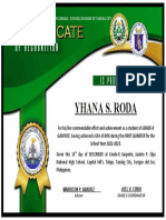 Certificate of Recognition (Honors) Green