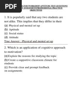 Workshop Aptitude Test On Supervisory Judgement