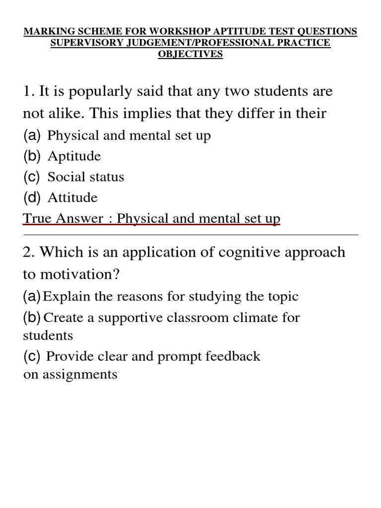 Aptitude Test On Supervisory Judgement