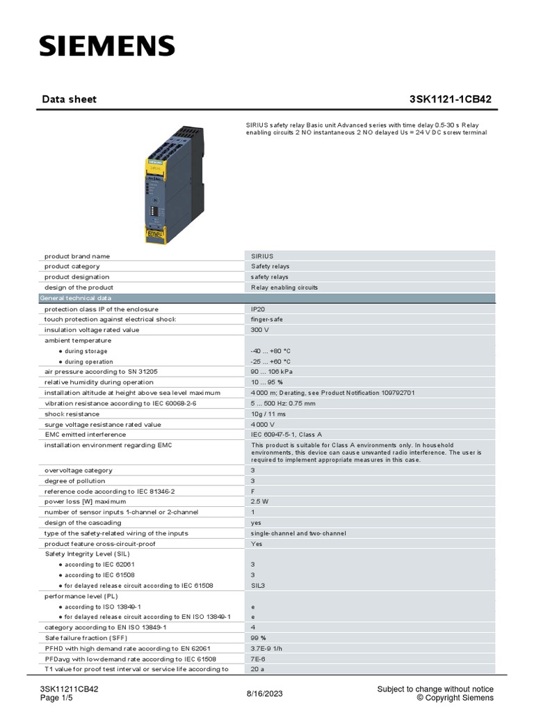 3SK11211CB42 Datasheet en | PDF | Relay | Electrical Components