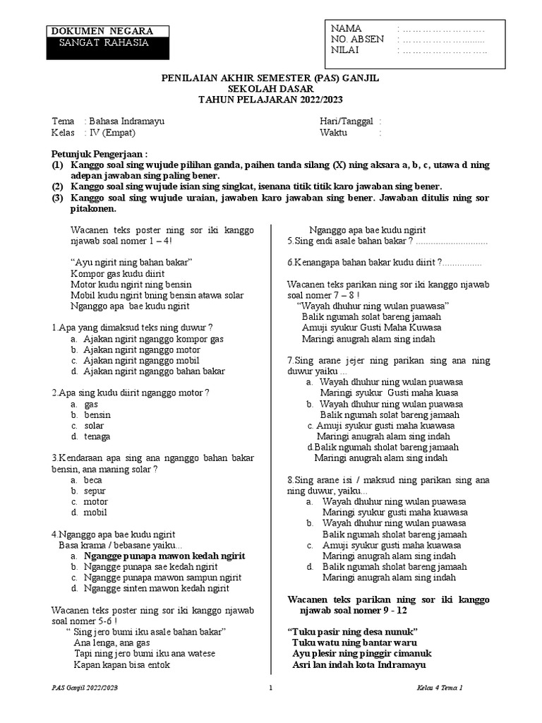 Asah Kemampuan Berbahasa Indramayu Anak Kelas 3 SD: Soal Latihan dan Pembahasan Mendalam