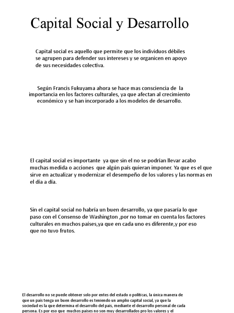 Capital Social y Desarrollo | PDF