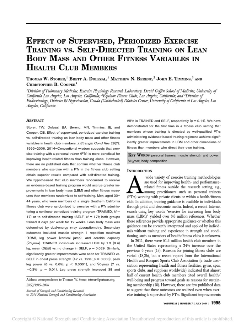 Effect of Supervised, Periodized Exercise Training vs. Self-Directed ...