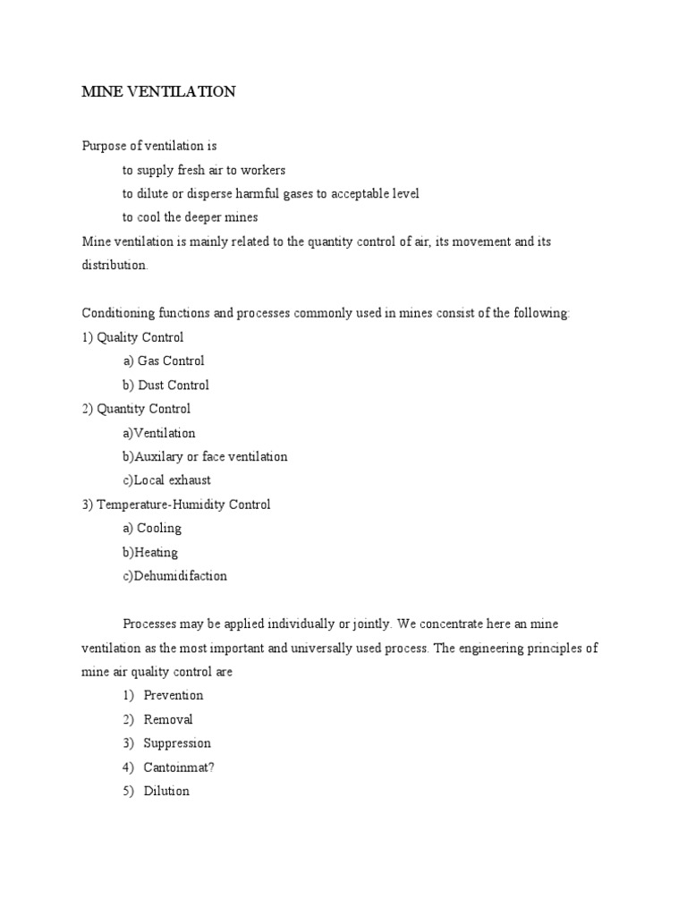 Mine Ventilation Systems Overview | PDF | Mechanical Fan | Methane