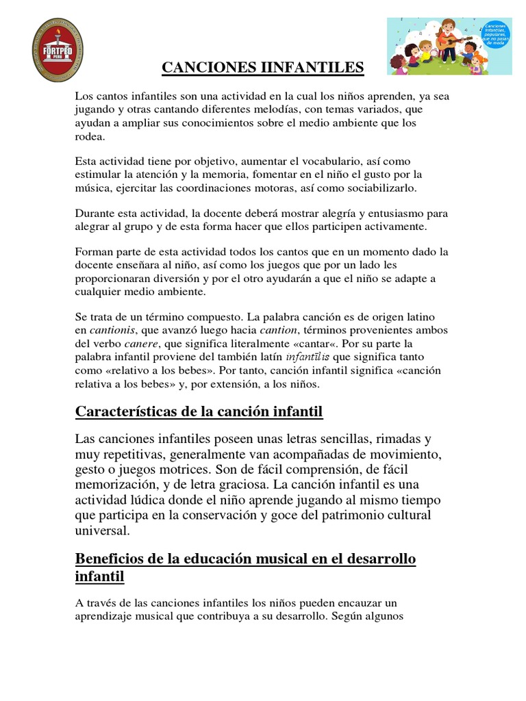 Beneficios de las Canciones Infantiles | PDF | Canciones | Aprendizaje